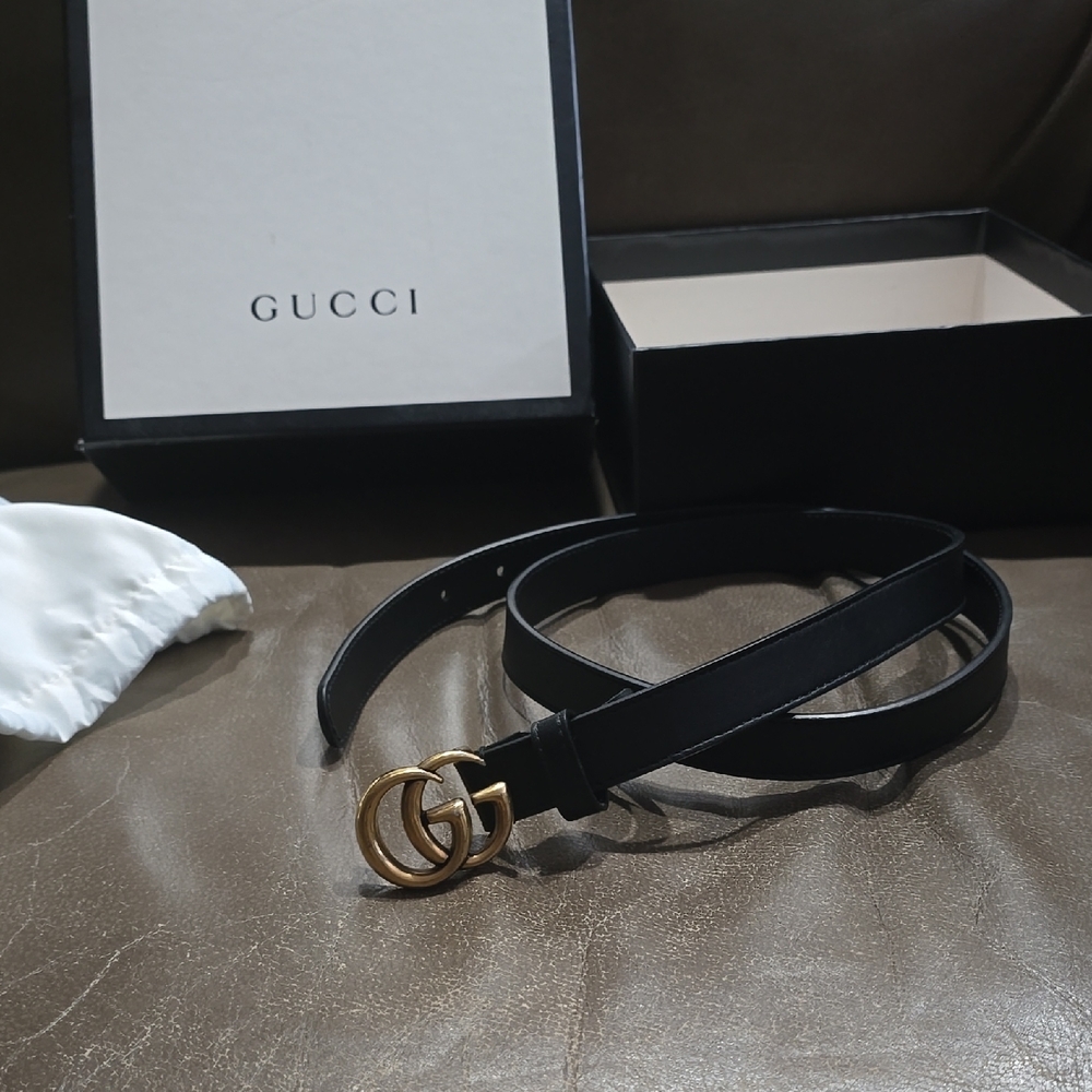 Gucci Black Belt with Gold GG Buckle